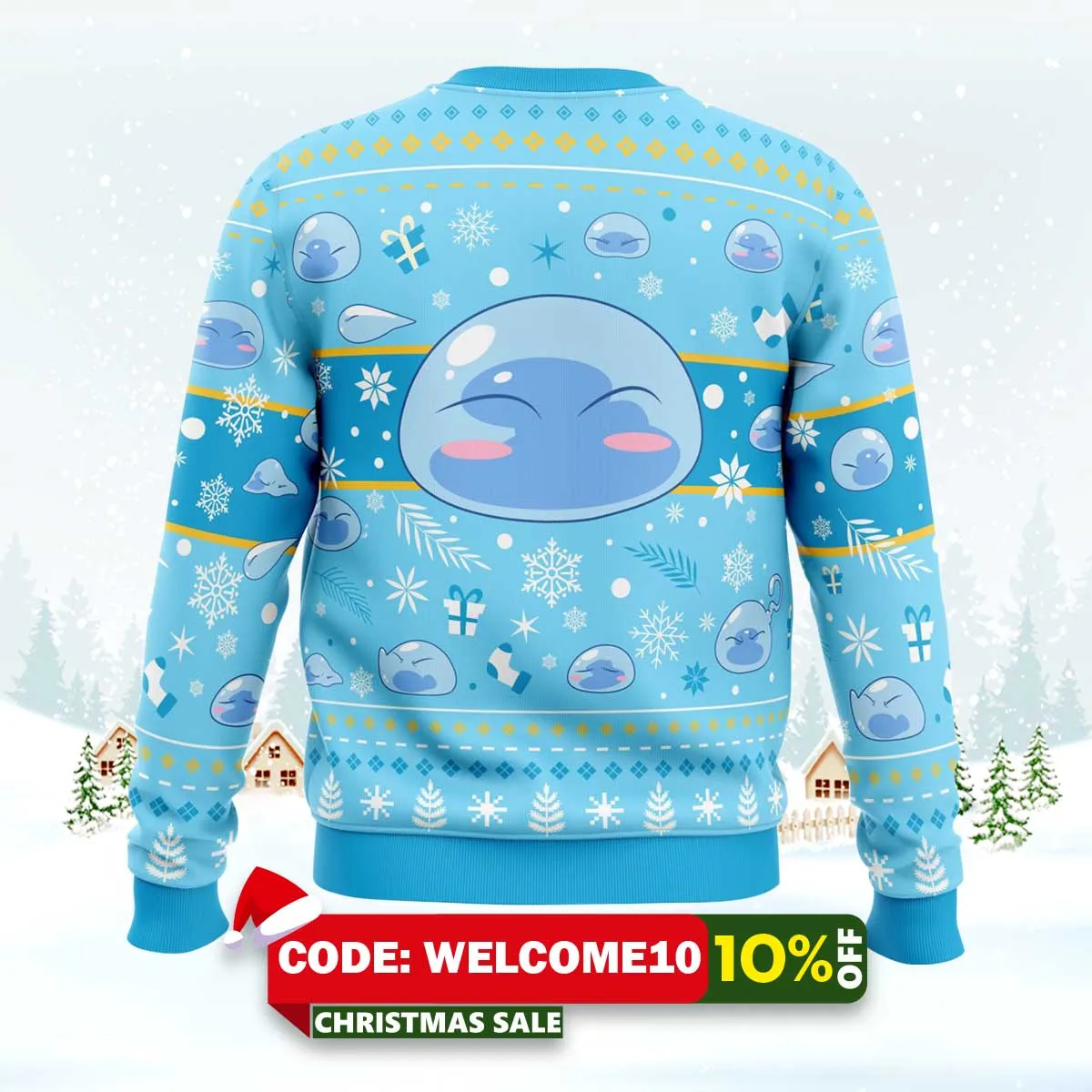 xmas slime that time i got reincarnated as a slime ugly christmas sweater 2 xmas slime that time i got reincarnated as a slime ugly christmas sweater 2