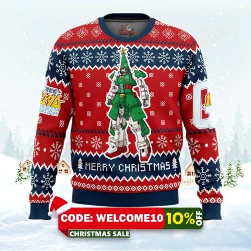 xmas tree gundam ugly christmas sweater 1