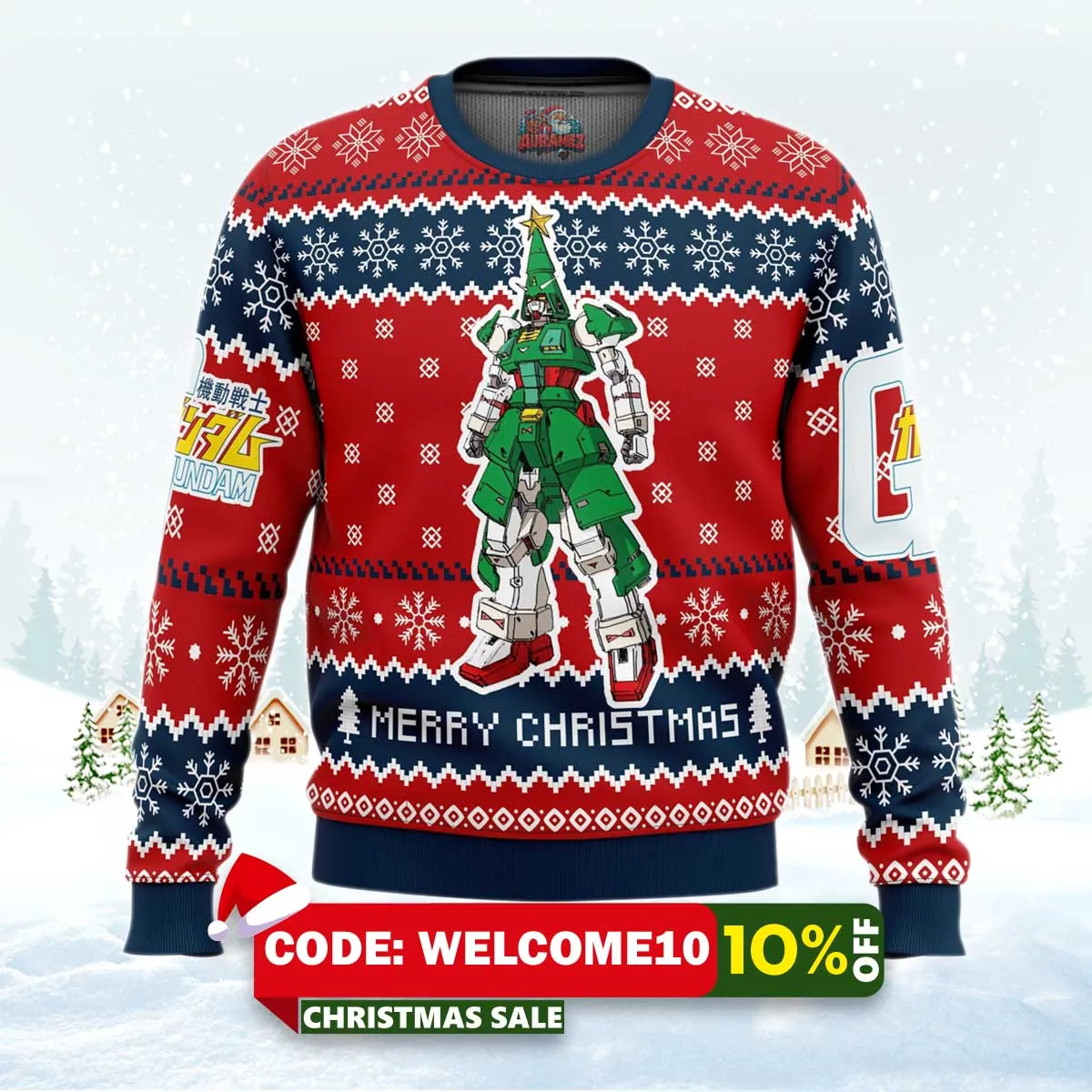 xmas tree gundam ugly christmas sweater 1 xmas tree gundam ugly christmas sweater 1