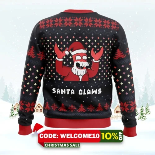 Xmas Ugly Sweater Santa Claws Zoidberg Futurama Ugly Christmas Sweater 1 xmas ugly sweater santa claws zoidberg futurama ugly christmas sweater 2