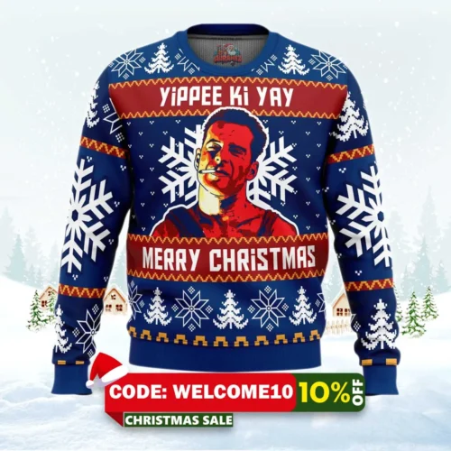 yippee ki yay die hard ugly christmas sweater 1