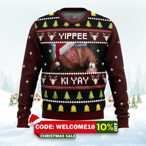 yippee ki yay ugly dia hard christmas sweater 1