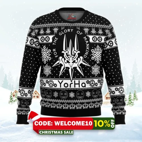 yorha nier automata ugly christmas sweater 1