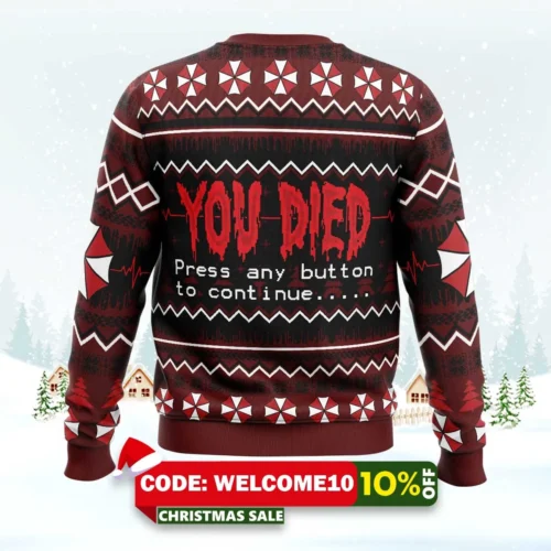You Died Resident Evil Ugly Christmas Sweater 1 you died resident evil ugly christmas sweater 2
