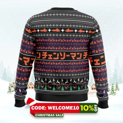 you make it feel like christmas chainsaw man ugly christmas sweater 2