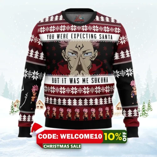 you were expecting santa sukuna jujutsu kaisen ugly christmas sweater 1