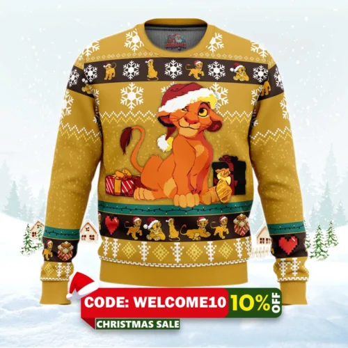 young simba the lion king ugly christmas sweater 1