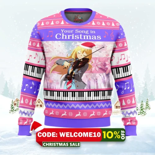 your song in christmas your lie in april ugly christmas sweater 1