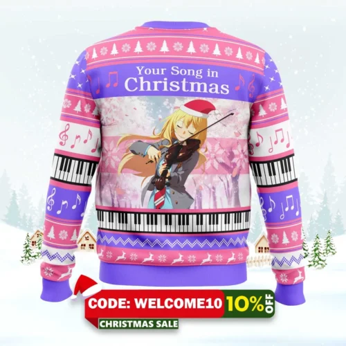 your song in christmas your lie in april ugly christmas sweater 2