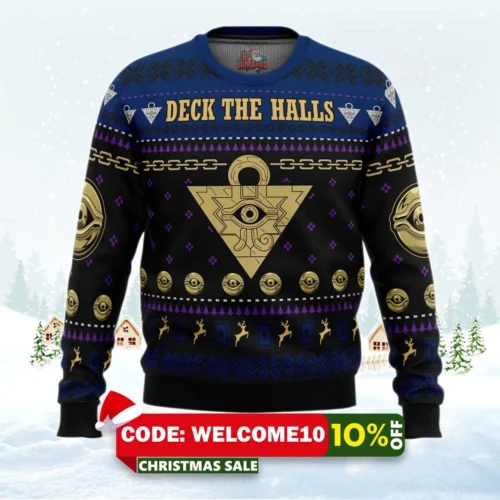 yugioh deck the halls ugly christmas sweater 1