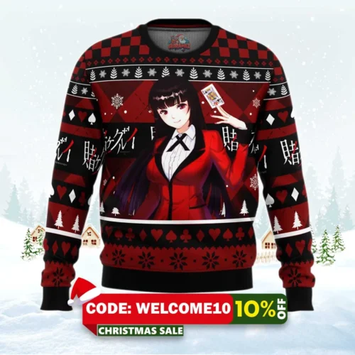 yumeko kakegurui ugly christmas sweater 1