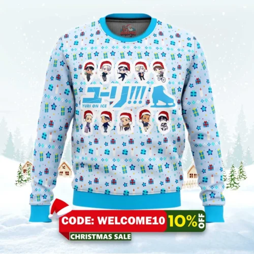 yuri on ice cute chibi ugly christmas sweater 1