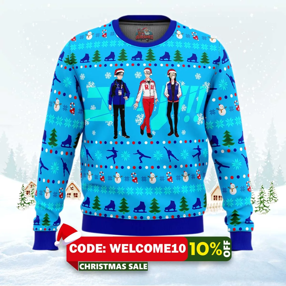 yuri on ice the top 3 ice skaters ugly christmas sweater 1 yuri on ice the top 3 ice skaters ugly christmas sweater 1