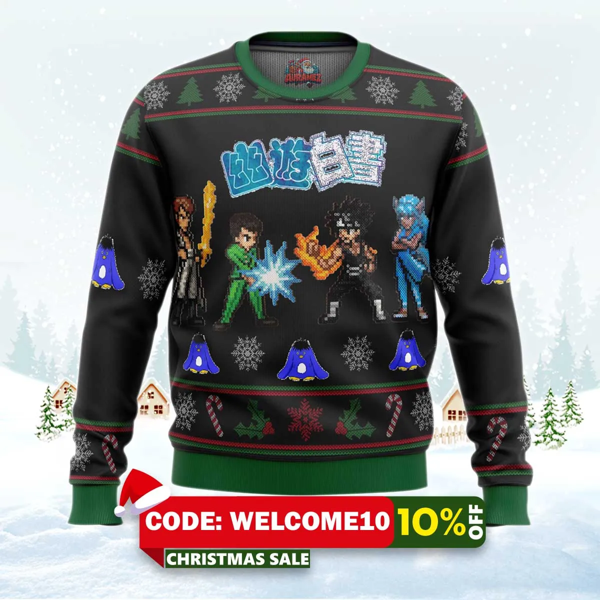 yuyu hakusho ghost fighter characters ugly christmas sweater 1 yuyu hakusho ghost fighter characters ugly christmas sweater 1