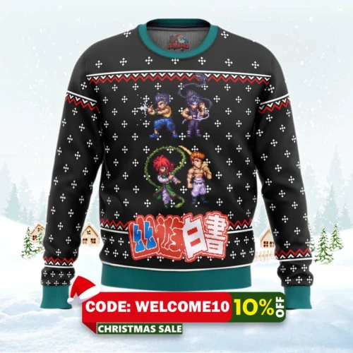 yuyu hakusho ghost fighter sprite ugly christmas sweater 1