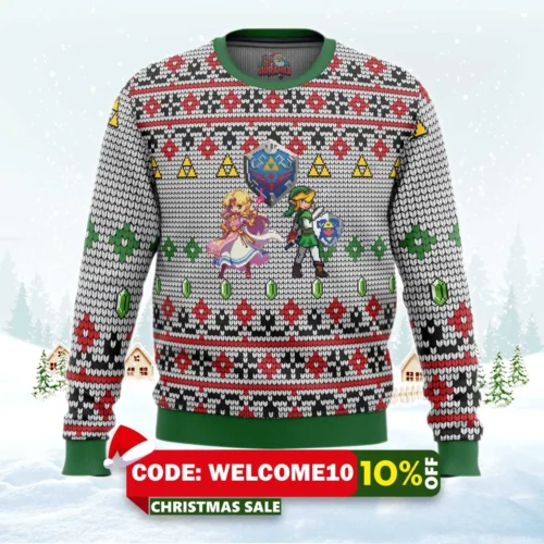 zelda and link ugly christmas sweater 1