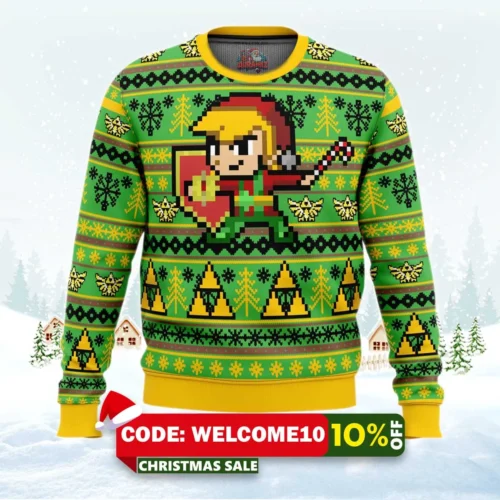 zelda holiday link ugly christmas sweater 1