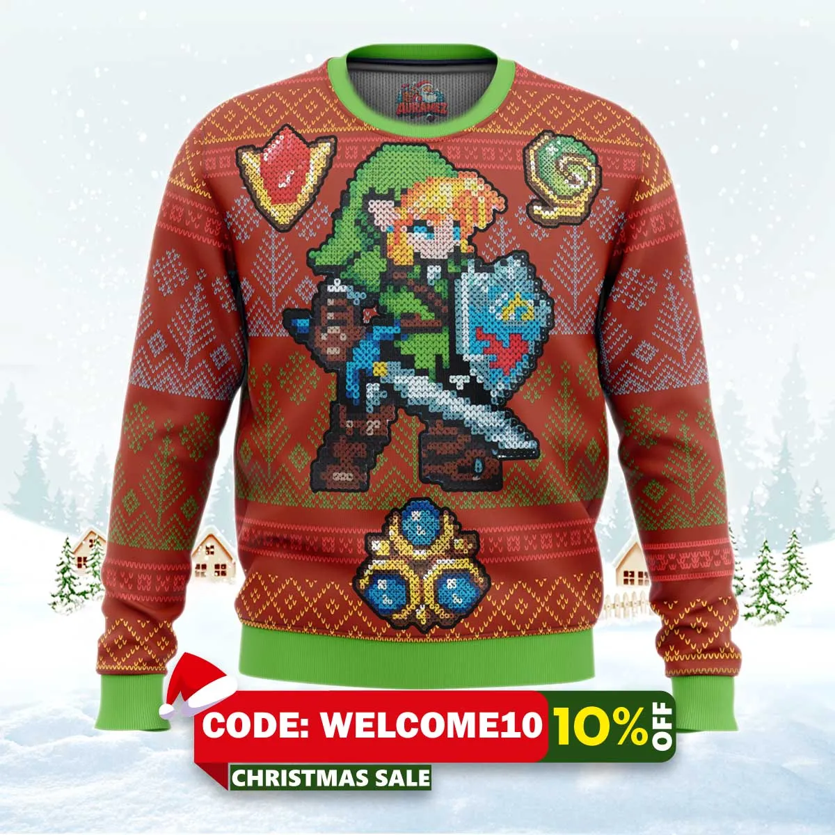 zelda link gems ugly christmas sweater 1 zelda link gems ugly christmas sweater 1