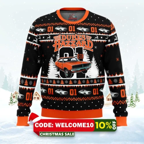 zero one the duke of hazzard ugly christmas sweater 1