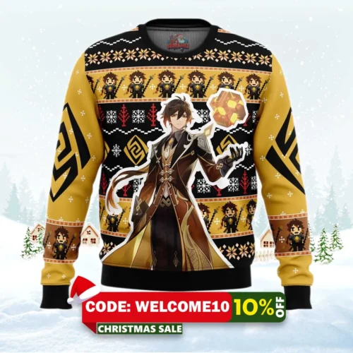 zhongli genshin impact ugly christmas sweater 1